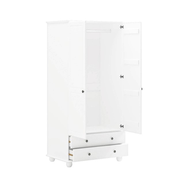 White 2-Door Double Wardrobe with Drawers - Hampton