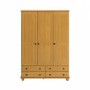 Pine 3-Door Triple Wardrobe with Drawers - Hampton