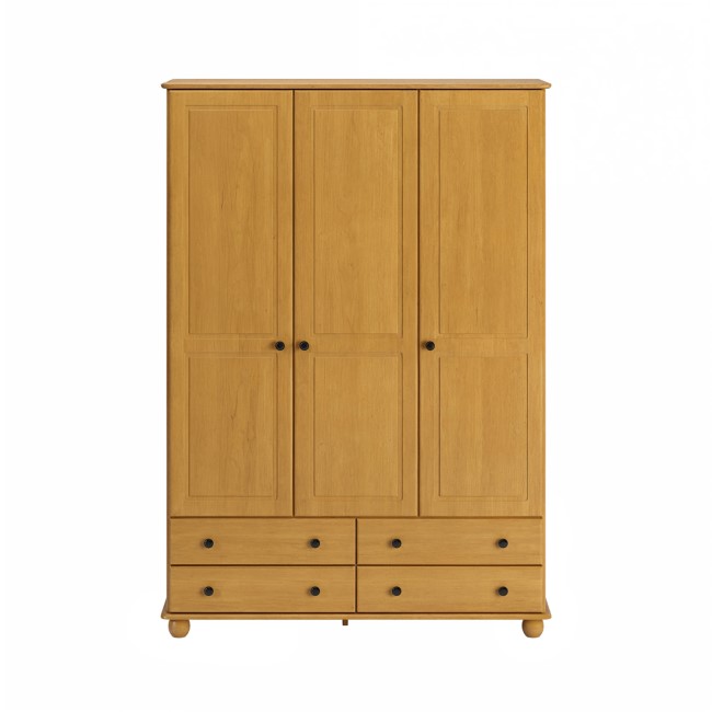 Pine 3-Door Triple Wardrobe with Drawers - Hampton