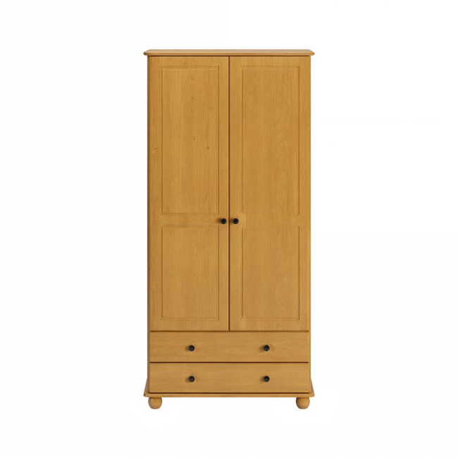 Pine 2-Door Double Wardrobe with Drawers - Hampton