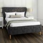 Dark Grey Velvet Double Ottoman Bed with Legs - Harley