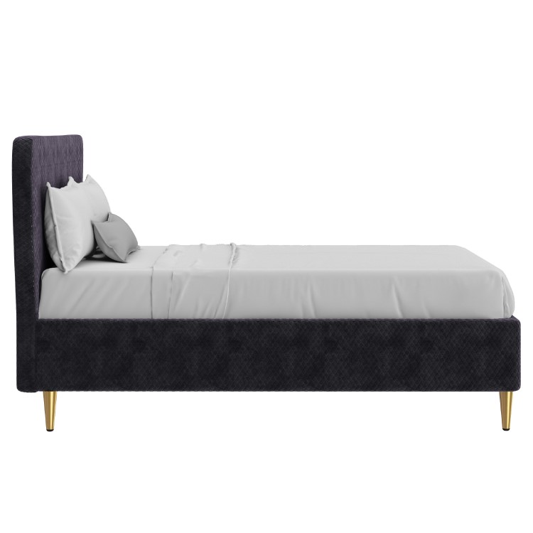 Dark Grey Velvet Double Ottoman Bed with Legs - Harley