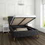 GRADE A2 - Harley Quilted Velvet King Size Ottoman Bed with Curved Headboard in Dark Grey