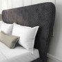GRADE A2 - Harley Quilted Velvet King Size Ottoman Bed with Curved Headboard in Dark Grey