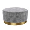 Large Round Silver Grey Quilted Velvet Pouffe - Harley