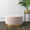 Large Round Pink Quilted Velvet Pouffe - Harley 