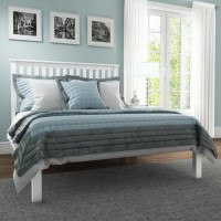 Harper Solid Wood Double Bed Frame in White