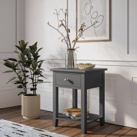 Grey Painted Bedside Table with Drawer - Harper