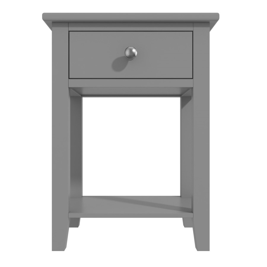 GRADE A2 - Harper Grey Solid Wood 1 Drawer Bedside Table