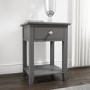 GRADE A1 - Harper Grey Solid Wood 1 Drawer Bedside Table