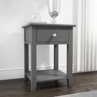 GRADE A1 - Harper Grey Solid Wood 1 Drawer Bedside Table