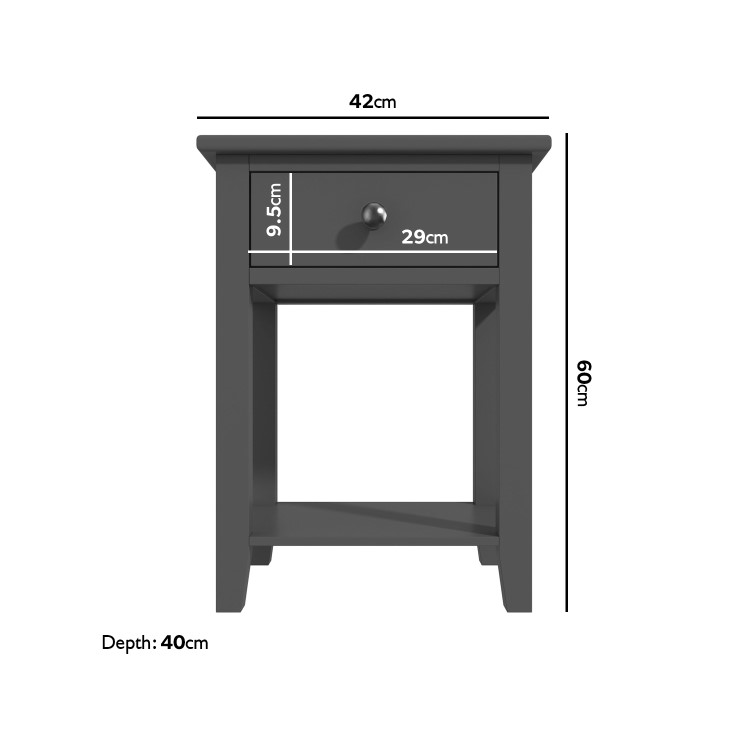 Grey Painted Bedside Table with Drawer - Harper