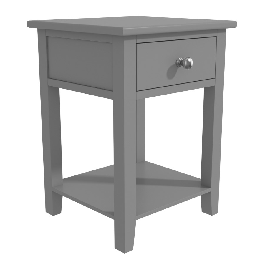 GRADE A2 - Harper Grey Solid Wood 1 Drawer Bedside Table