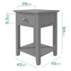 GRADE A2 - Harper Grey Solid Wood 1 Drawer Bedside Table