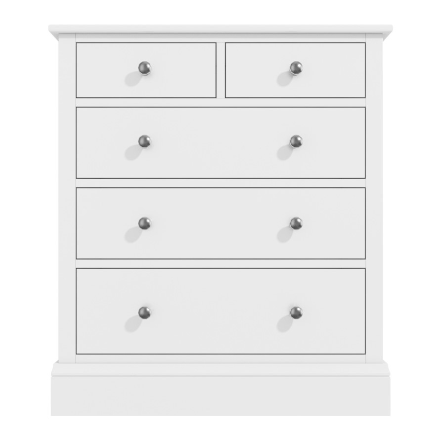 GRADE A2 - Harper Solid Wood 2+3 Chest of Drawers in White