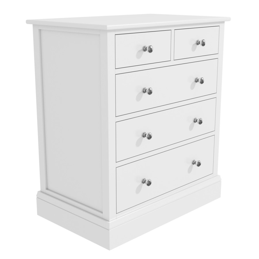 GRADE A2 - Harper Solid Wood 2+3 Chest of Drawers in White