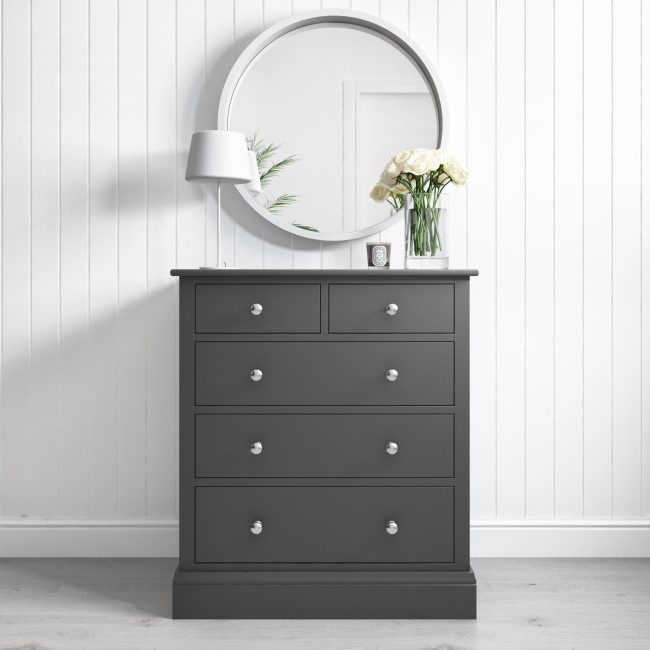 GRADE A1 - Harper Grey Solid Wood 2+3 Chest of Drawers