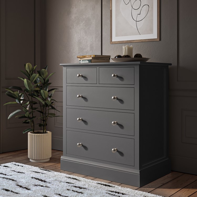 Grey Painted Chest of 5 Drawers - Harper