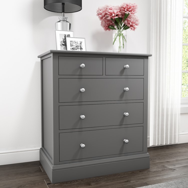 Harper Grey Solid Wood 2+3 Chest of Drawers