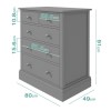 GRADE A2 - Harper Grey Solid Wood 2+3 Chest of Drawers