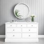 GRADE A1 - Harper White Solid Wood 4+3 Wide Chest of Drawers