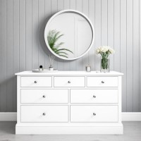 GRADE A1 - Harper White Solid Wood 4+3 Wide Chest of Drawers
