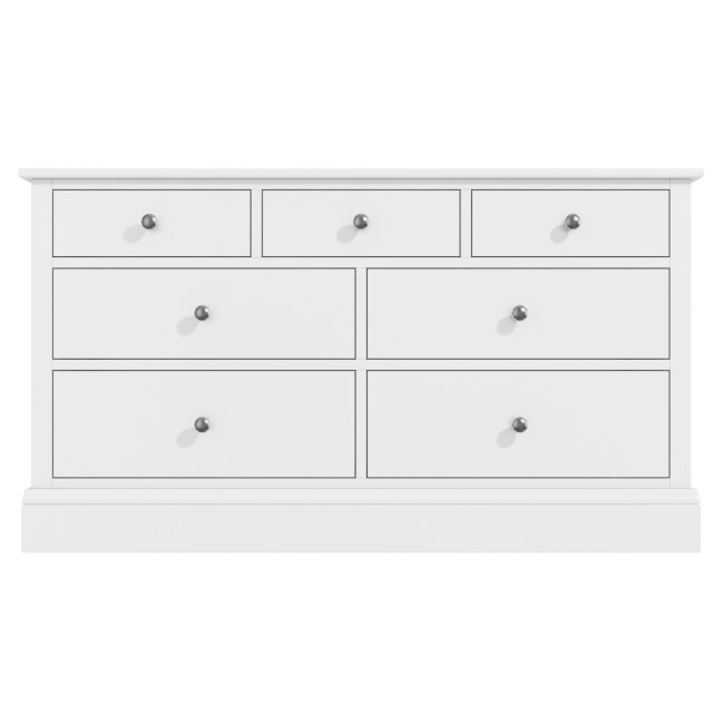 Wide White Painted Solid Wood Chest of 7 Drawers - Harper