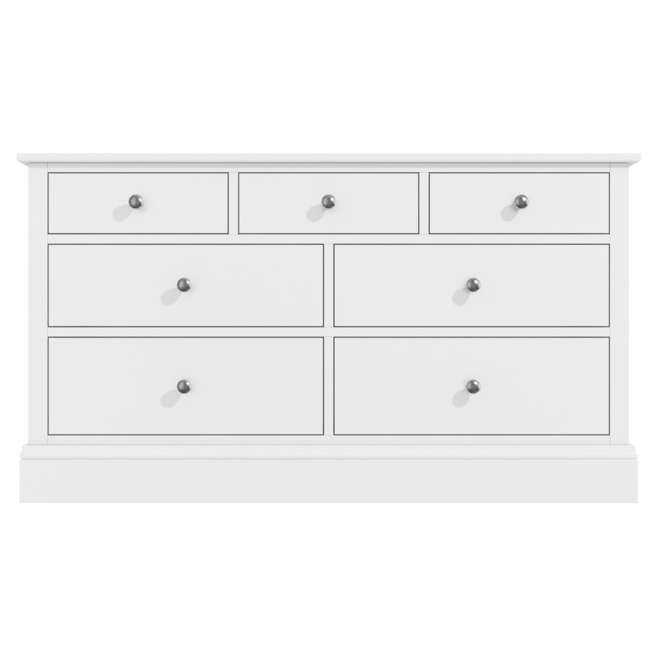 Harper White Solid Wood 4+3 Wide Chest of Drawers | Furniture123