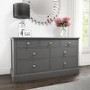 GRADE A2 - Harper Grey Solid Wood 4+3 Wide Chest of Drawers