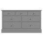 GRADE A2 - Harper Grey Solid Wood 4+3 Wide Chest of Drawers