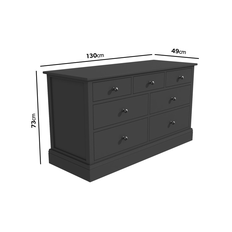 Wide Grey Painted Chest of 7 Drawers - Harper