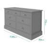 GRADE A2 - Harper Grey Solid Wood 4+3 Wide Chest of Drawers