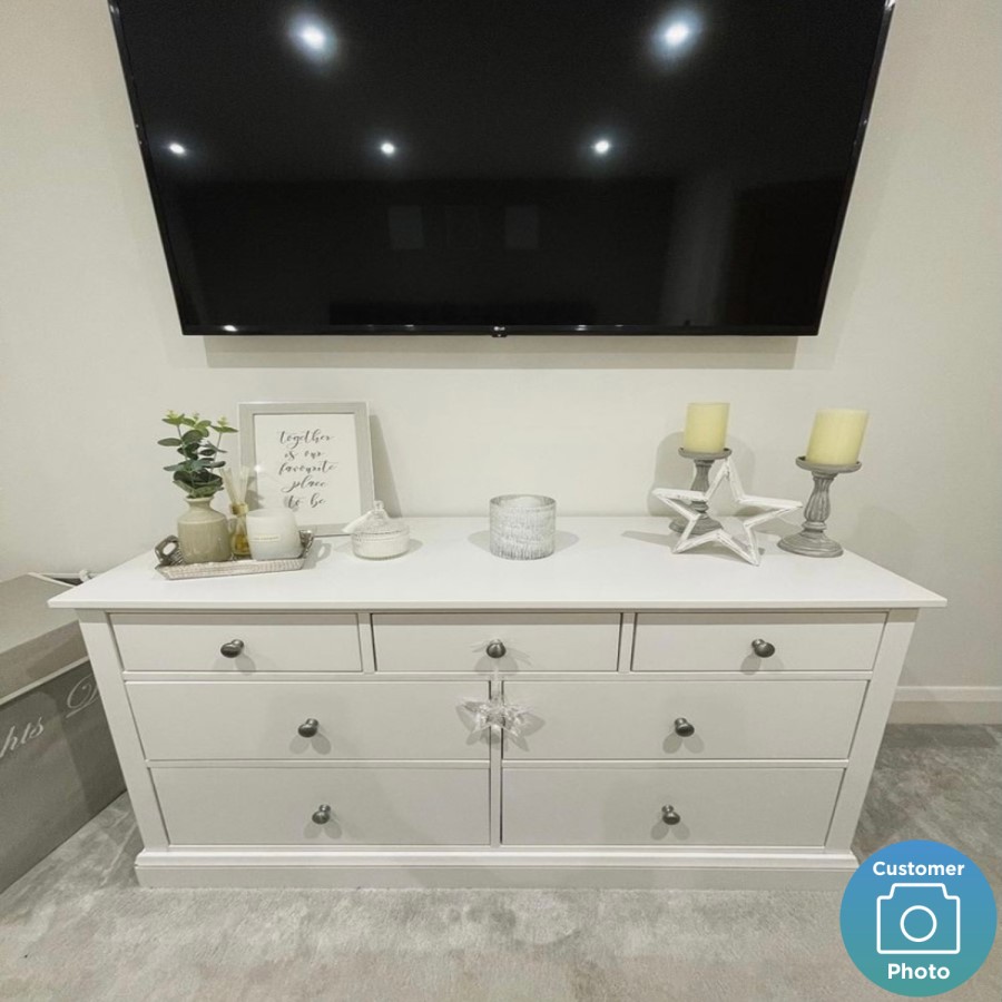Harper White Solid Wood 4+3 Wide Chest of Drawers