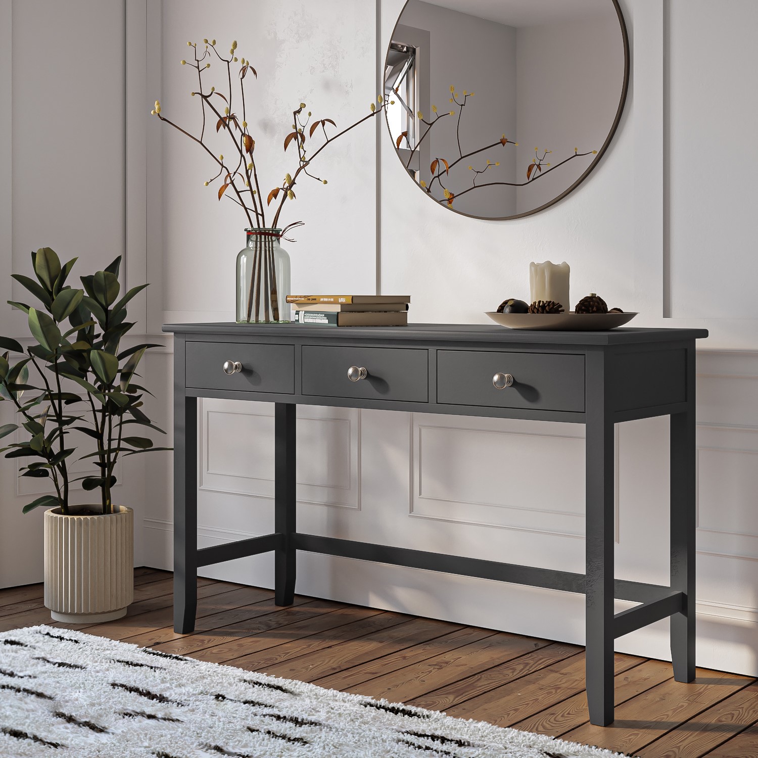 Photo of Grey painted dressing table with 3 drawers - harper