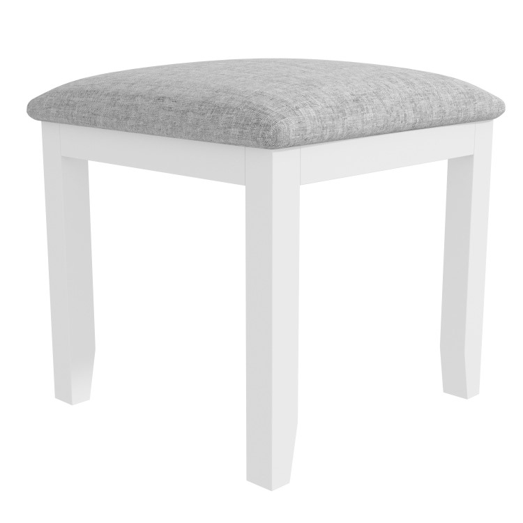 Harper White Solid Wood Dressing Table Stool