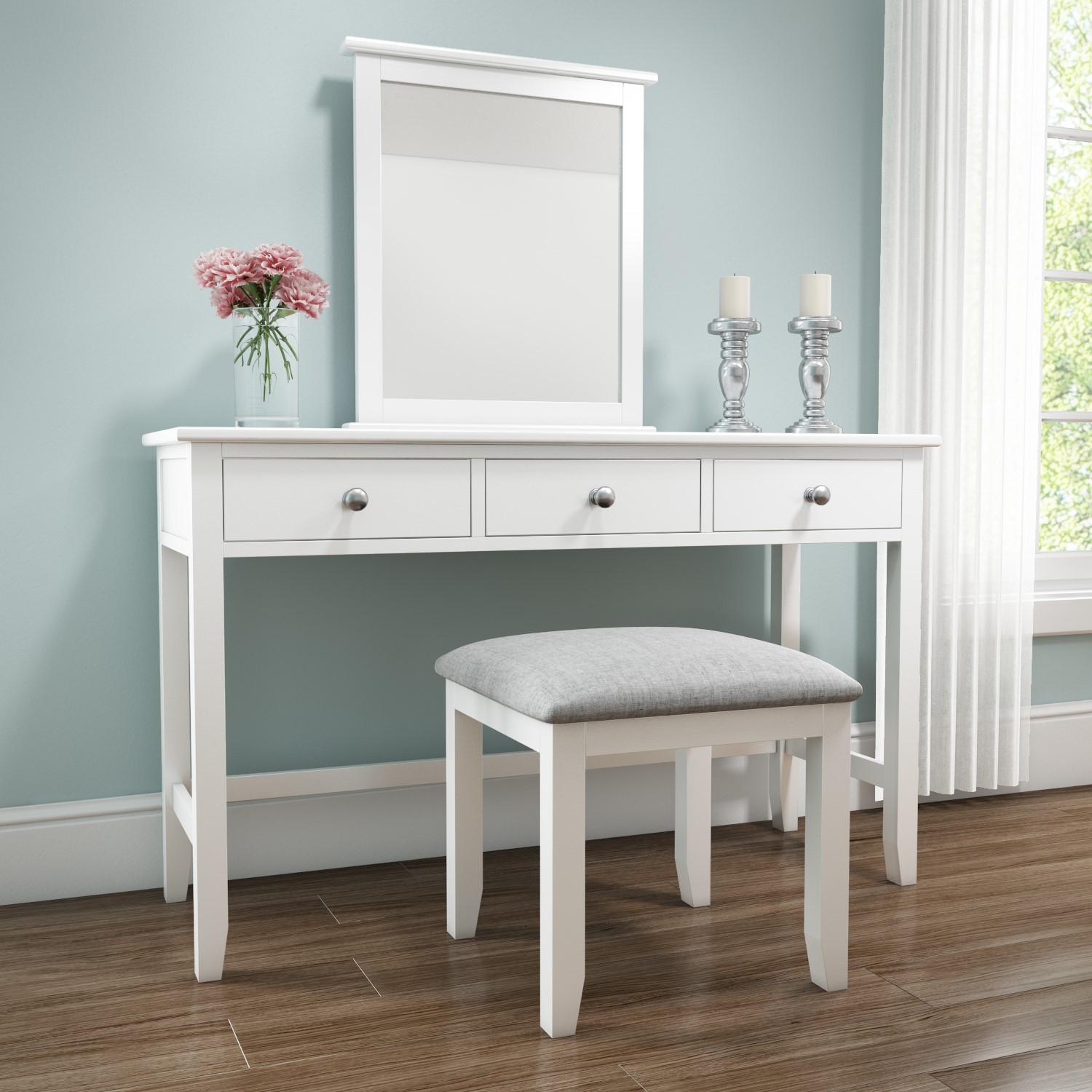 The Furniture Outlet Gloucester White Painted Oak Dressing Table Mirror