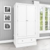 GRADE A1 - Harper White Solid Wood Double Wardrobe with Drawer