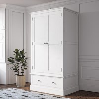 White Painted 2 Door Double Wardrobe with Drawer - Harper White Painted 2 Door Double Wardrobe with Drawer - Harper