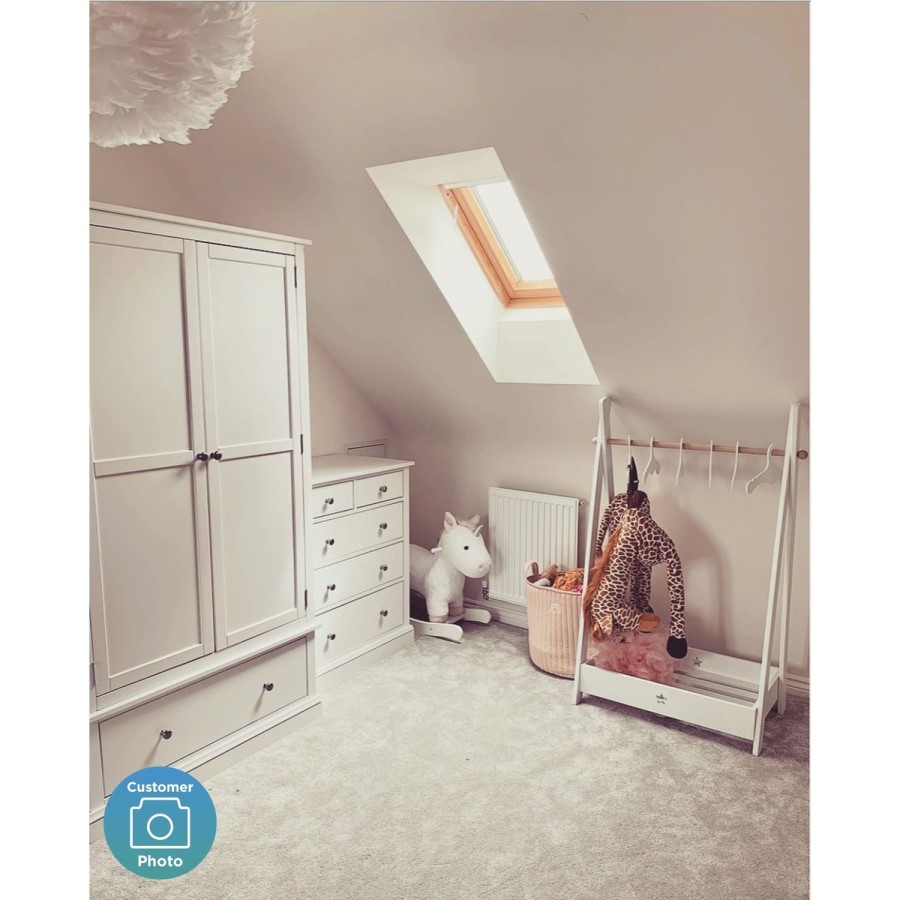White 2 Door Double Wardrobe with Drawer - Harper
