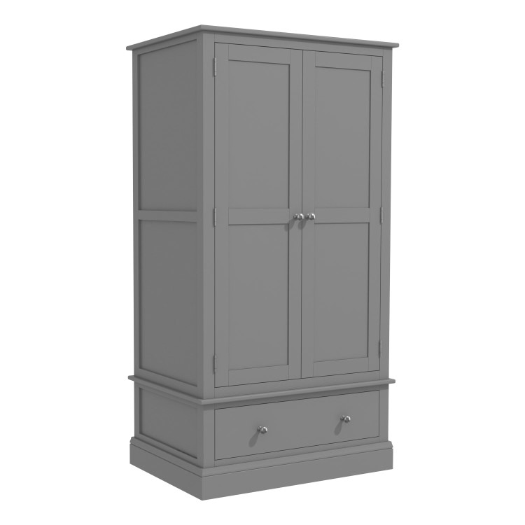 Harper Grey Solid Wood Double Wardrobe with Drawer