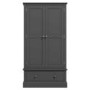 Harper Grey Solid Wood Double Wardrobe with Drawer