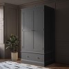 Grey Painted Double Wardrobe with Drawer - Harper