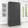 Harper Grey Solid Wood Double Wardrobe with Drawer