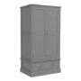 GRADE A1 - Harper Grey Solid Wood Double Wardrobe with Drawer
