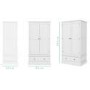 GRADE A2 - Harper White Solid Wood Double Wardrobe with Drawer