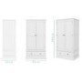 White 2 Door Double Wardrobe with Drawer - Harper