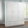 GRADE A1 - Harper White Solid Wood 3 Door 3 Drawer Wardrobe