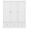 White Painted 3 Door Triple Wardrobe with Drawers - Harper
