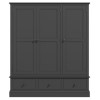 Grey Painted 3 Door Wardrobe with Drawers - Harper