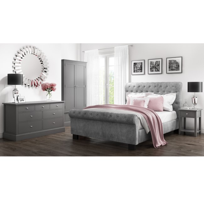 Harper Grey Solid Wood 3 Door 3 Drawer Wardrobe